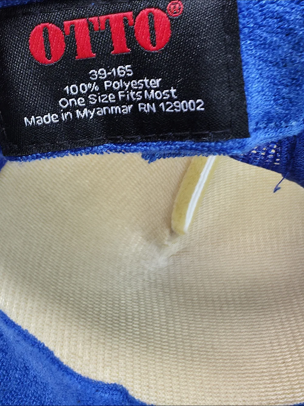 OTTO White Front Blue Mesh Trucker Hat with Red Text